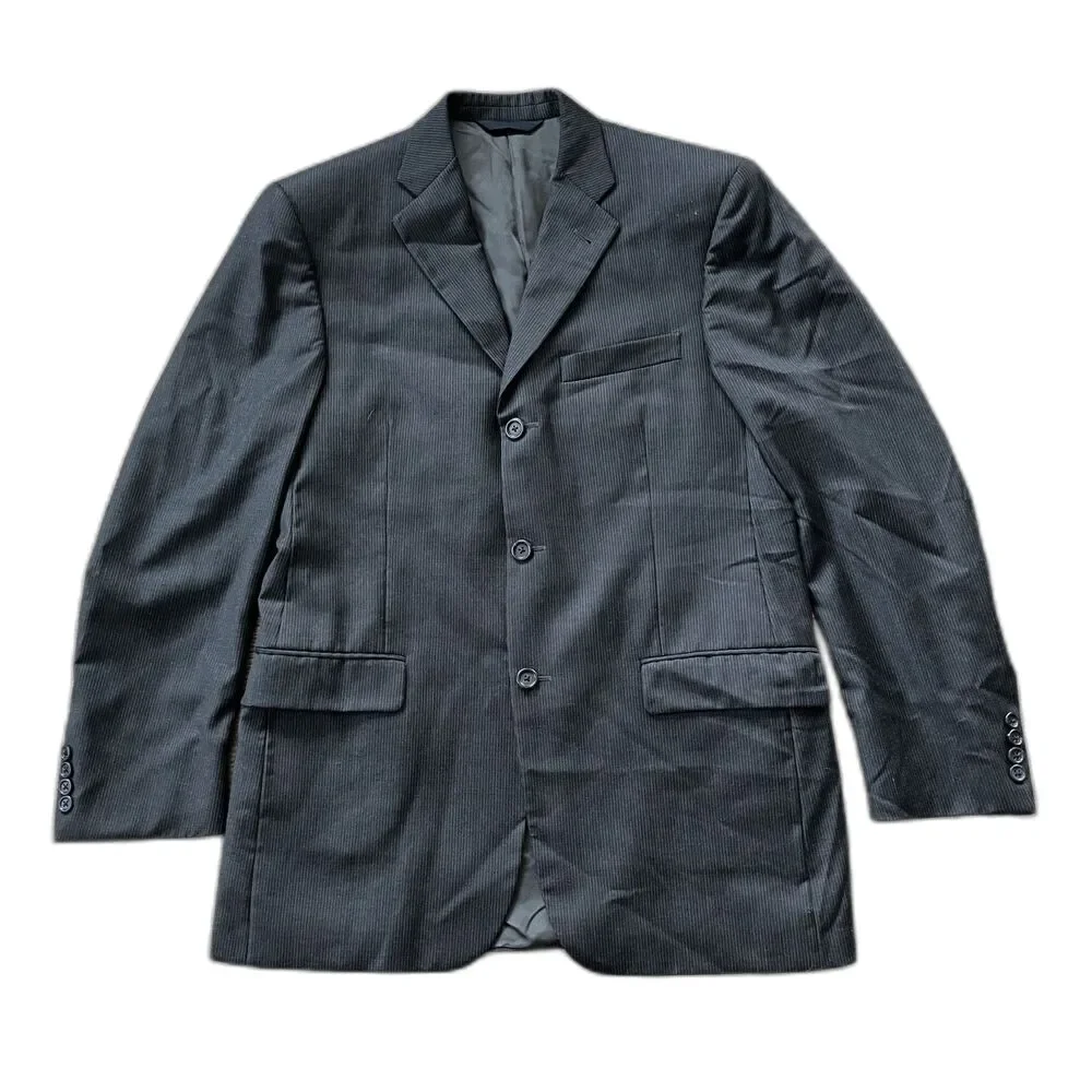BURBERRY LONDON Gray Stripe Sports Coat Suit Blazer Jacket  Mens Size 39R